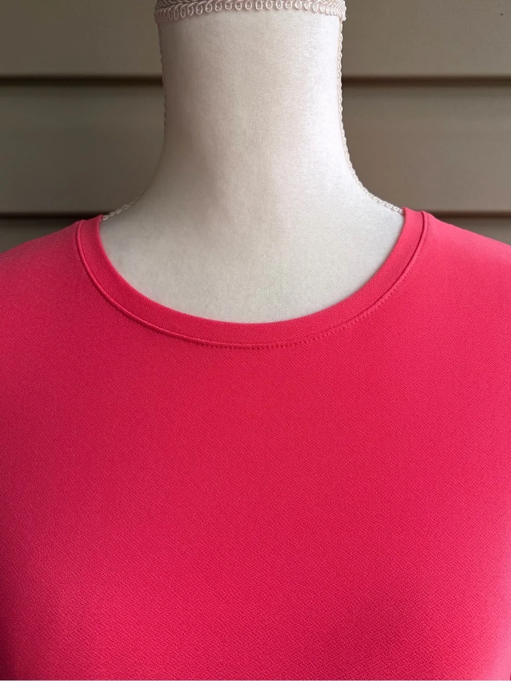 •CeCe• Coral Puff Sleeve Clip Dot Mixed Media Knit Top - Size Medium - Picture 4 of 8